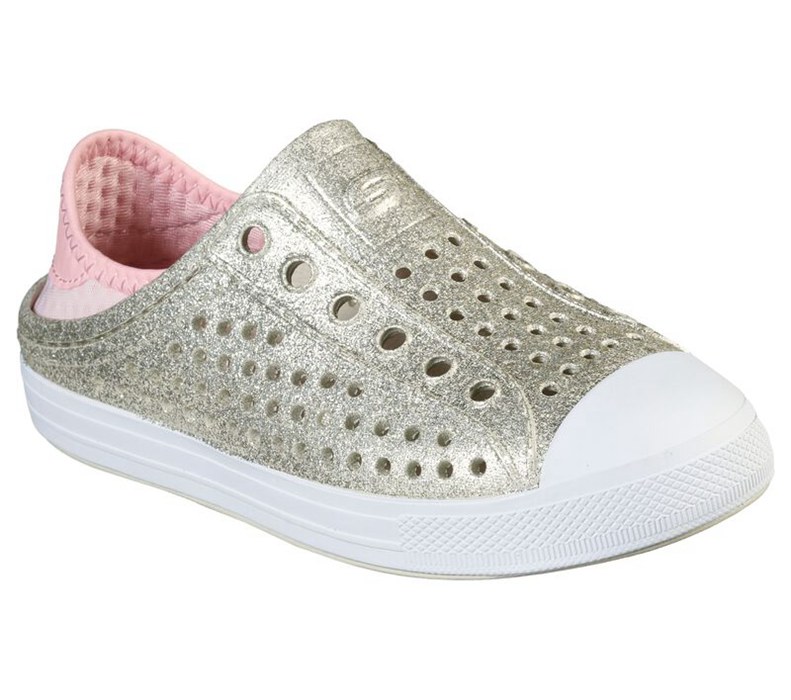 Skechers Cali Gear: Guzman Steps - Glitter Mist - Girls Casual Shoes Gold/White [AU-GG1388]